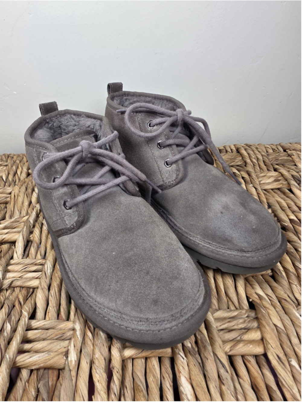 UGG Neumel 3236 Chukka Boots Mens 6 Womens 8 Charcoal Suede Shearling Lined